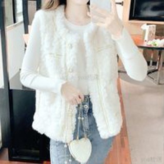 熱賣.背心馬甲外套 韓版鞦鼕新款羔羊毛馬甲女韓版保暖加厚短版外穿洋氣馬夾早春外套 毛衣背心 小香風背心 羽絨背心 羽絨外