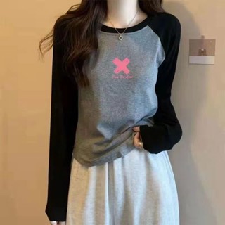 胖胖美依 上衣 長袖T卹 印花上衣 中大尺碼 保暖 M-3XL新款加厚德絨插肩寬鬆長袖T卹內搭打底衫-2555.