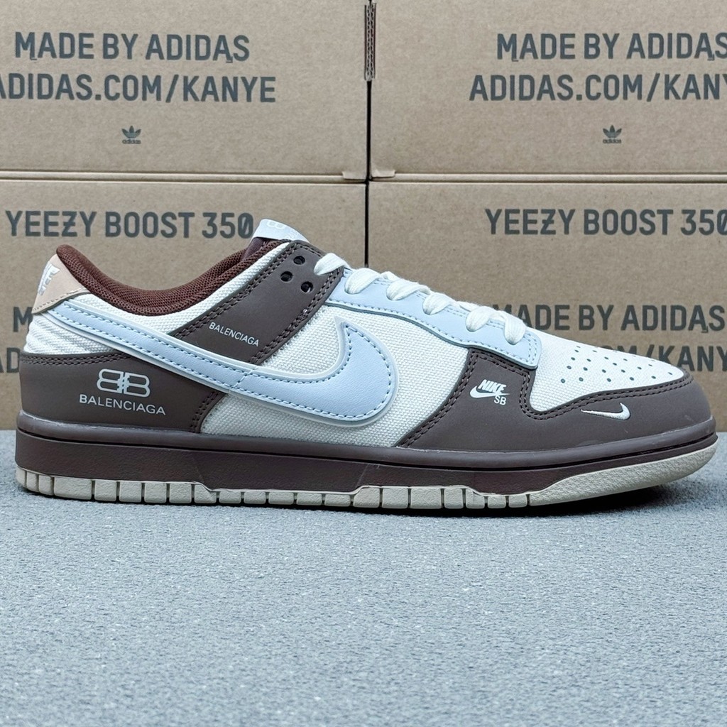 巴黎世家 Nike SB Dunk Low Balenciaga 聯名帆布灰灰灰褐色低幫休閒鞋