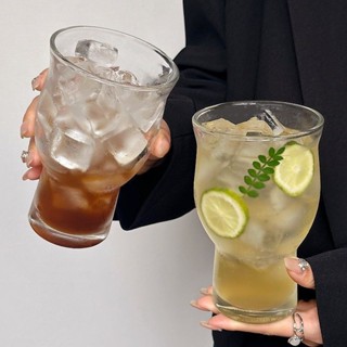 小眾複古寬口玻璃杯冰美式咖啡杯大容量蘇打氣泡水杯飲品杯果茶杯