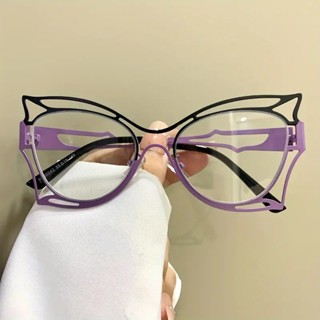 時尚新款不規則方形個性防藍光眼鏡架復古女士2025透明金屬光學近視潮流眼鏡框流行電腦遊戲手機眼鏡