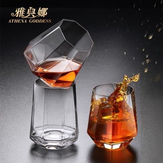 KUGI 人洋1245加厚創意[金邊]洋套裝家用好評八角杯水晶杯威士忌杯不倒翁玻璃