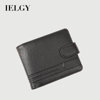 IELGY 男士錢包PU皮短版 拉鍊搭扣錢夾新款皮夾零錢包
