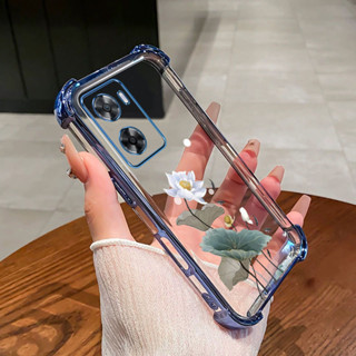 OPPO A57 4G 5G 2022 A77 A77S A57E手機殼TPU蓮花紋四角防摔透明殼