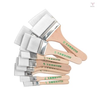 12 件/套扁平尼龍毛木製筆筒油畫刷燒烤刷油漆刷美術用品