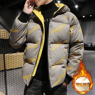 寬鬆大碼棉服防寒保暖ins港風[D1207]2022冬季連帽加厚棉衣男麵包服加絨夾剋外套初高中大碼防寒棉襖子