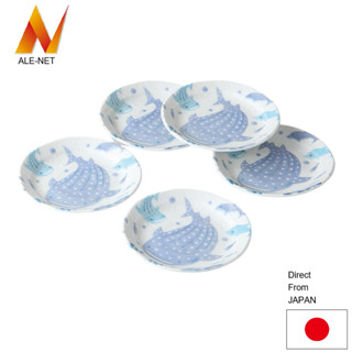 ALE-NET 餐具 盤子 碟子 浪間甚兵衛 小盤 5 件組 瓷器 美濃燒 日本製造 可放入微波爐和洗碗機 【日本直送】