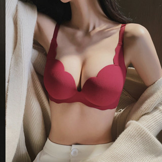 ROSE夫人新款2025氣質集中紅色內衣女小胸集中爆乳顯大加厚簡約無鋼圈內衣套裝結婚新娘