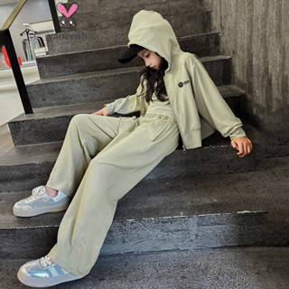 120-170CM 中大童防風連帽外套兩件套 春秋款女童韓系洋氣休閒運動套裝 現貨 快速出貨