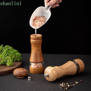 SHANLIN1手動鹽胡椒研磨機,陶瓷磨芯可調節粒度鹽和胡椒磨,便攜式6寸帶透明視窗海鹽罐調味料
