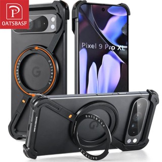 Oatsbasf Z殼極簡主義無框防撞手機殼適用於 Google Pixel 9 Pro XL 帶隱形磁環支架