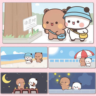 一二布布滑鼠墊 一二布布鼠標墊 滑鼠墊 滑鼠墊 滑鼠墊超大號家用辦公男女生簡約清新小熊電腦桌墊鎖邊