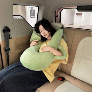 【CarNest】水晶絨U型車用抱睡枕 防勒脖護頸枕 立體刺繡車載抱枕 珍珠棉填充