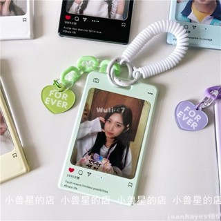 Wuli7悠遊卡套 透明卡通卡套 多巴胺配色ins白色亞克力相框掛件拍立得小卡照片證件卡套 鑰匙扣 卡通卡套 透明卡套