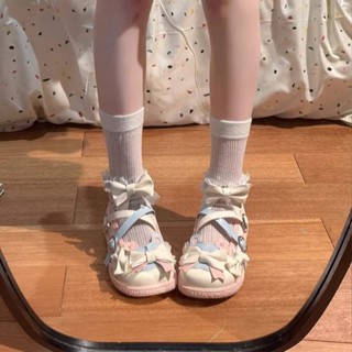 【店鋪熱銷】2025夏日甜美圓頭可愛少女淺口蘿莉塔奶油鞋子lo單鞋JK學生小皮鞋