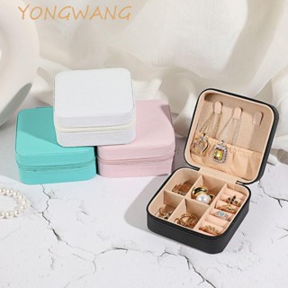 YONGWANG天鵝絨首飾盒,項鍊戒指包裝盒拉鍊珠寶收納盒,時尚配件展示方塊便攜的耳環收納架旅行