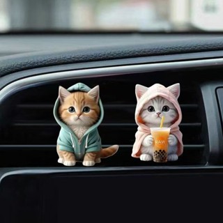 【店鋪熱賣】可愛貓咪汽車出風口香水亞克力小貓車載裝飾品車內香薰擺件