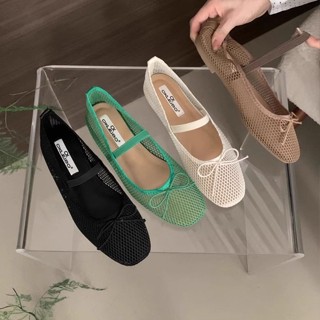 【店鋪熱銷】平底網麵鏤空瑪麗珍單鞋女鞋子2025新款夏季透氣芭蕾舞溫柔晚晚鞋