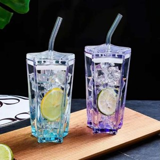 保冰杯 星球杯 隨行杯 仲夏夜星空杯五角星杯高顏值大容量漸變玻璃水杯吸管杯果汁咖啡杯