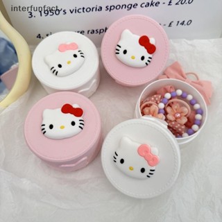 互動。 可愛卡通蝴蝶結 Hello Kitty 圓形戒指耳環盒豪華防塵髮飾包裝展示便攜收納盒全新