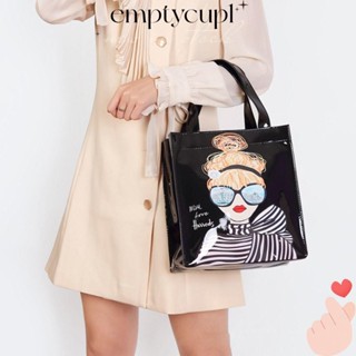 EMPTYCUP女士托特包購物袋,ＰＶＣ可重複使用購物錢包,時尚環保防水的大容量沙灘手提包