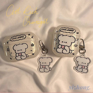 適用於 Airpods 4 Pro 2 3 1 可愛小狗愛心狗圖案軟 TPU 防震耳機套帶吊墜無線耳塞耳機保護套外殼