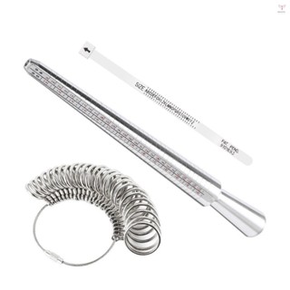 鋁製戒指尺寸測量器心軸金屬戒指尺寸器手指尺寸棒心軸工具,帶戒指尺寸測量儀套裝捲尺,用於戒指尺寸測量