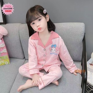 WeiWei女童睡衣春秋季春秋可愛卡通新款長袖兒童女孩家居服套裝開衫寶寶舒適純棉睡衣