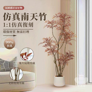 【紅色南天竹模擬綠植 宅配免運】造景盆栽 模擬樹 辦公室盆栽 北歐風輕奢客廳擺件 人造樹盆栽 盆栽擺件 大型假綠植TFH