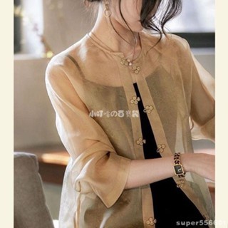 ♟古風外套 防曬衣 女款夏季薄款設計感新中式國風唐裝盤扣上衣 高階精緻襯衫女 涼感外套 拍照古風上衣