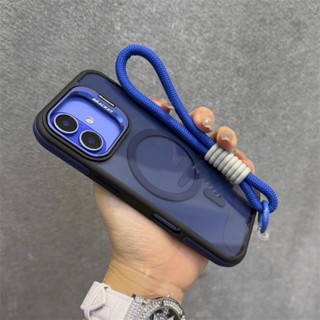 帶掛繩可折疊鏡頭支架磁性手機殼適用於 IPhone 11 12 13 14 15 16 Pro Max Plus 軟 T