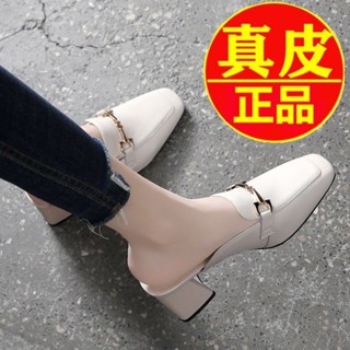 包頭半拖鞋女真皮大尺碼女鞋2023年穆勒鞋中跟時尚外穿涼拖包頭半拖鞋女真皮大尺碼女鞋2023年穆勒鞋中跟時尚外穿涼拖