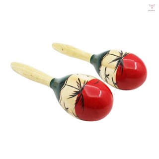 一對木製大型 Maracas Rumba Shakers Rattles 沙錘打擊樂器兒童兒童派對遊戲音樂玩具