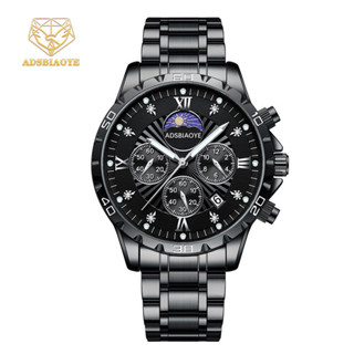 艾達時表時尚石英手錶男雙日曆防水男士全六針石英商務男錶Ada Time Dial Fashion Quartz Watc