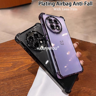 電鍍四角安全氣囊防震透明手機殼適用於 一加 13 OnePlus 13 1+13 帶鏡頭玻璃保護膜軟 TPU 透明蓋