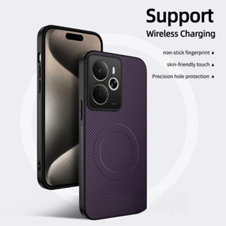 Realme14 碳纖維磁性皮革圖案手機殼適用於 Realme 14 pro plus 14pro+ 1 4 Realm
