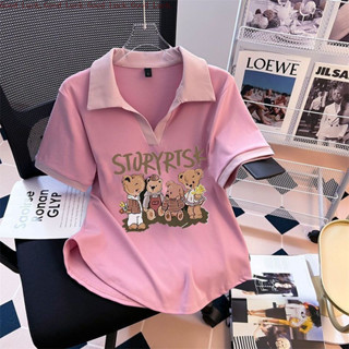 Lucky✨ 特大碼女裝時尚印花翻領短袖T恤2025夏新款胖mm減齡顯瘦300斤上衣 通勤超百搭 oversize服飾