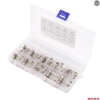 總共 100 件快速熔斷汽車玻璃保險絲管配套套件 55 件 5x20mm 45 件 6*30mm 安培 0.2A 0.5