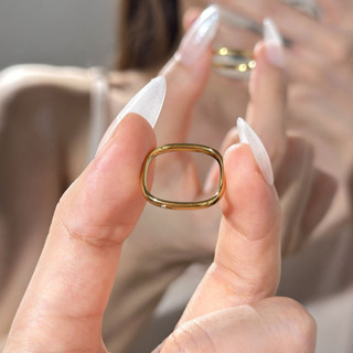 【唯家】通體鈦鋼不掉色簡約個性方形戒指女極簡輕奢小眾氣質百搭食指尾戒