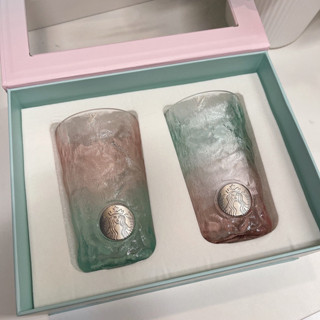 杯子收納 馬克杯 水杯 星巴克2021新款冰川漸變粉綠玻璃咖啡馬克情侶對杯禮物禮盒耶誕
