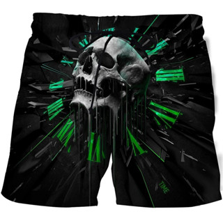 可定製3D列印新款男骷髏3D列印沙灘短褲男圖案休閒短褲