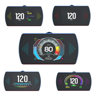 P12 平視顯示器汽車 OBD2 儀錶 GPS HUD 大而清晰的速度投影儀總裡程駕駛電腦油壓 RPM 警告
