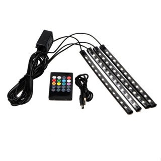 12燈聲控 USB 汽車氣氛燈 腳底氛圍燈LED燈飾 七彩聲控RGB 48燈