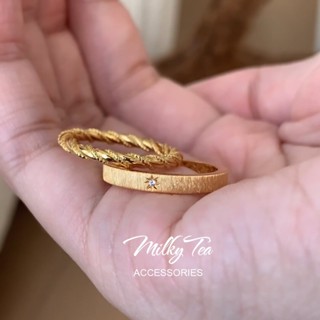 奶茶家 MilkyTea 星芒拉絲金屬設計潮流少女開口戒指 嘻哈街頭風潮酷辣妹可愛百搭關節戒子 30