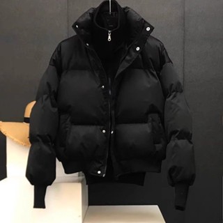 冬裝羽絨外套 痞帥風 韓版假兩件麵包服 派克服 情侶外套 保暖大衣 男生外套加厚 純色系 寬鬆 立領棉衣 休閒麵包服外套