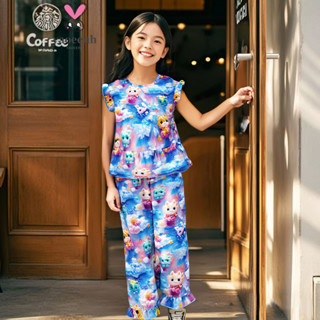 【YAOEENH】90-150CM 夏季女童卡通背心長褲兩件套 中兒童5D印花立體無袖套裝 現貨 快速出貨