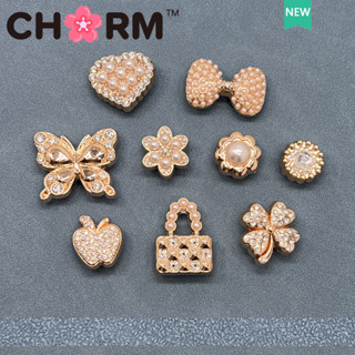 JIBBITZ cross metal charm 鞋釦 金屬珍珠鑽石 包包 花朵 蝴蝶 四葉草 鞋花 DIY時尚