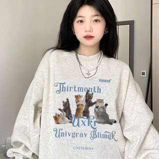 【桃裡】 現貨 高階感 美式大學T 刷毛大學T 寬鬆大學T oversize 美式長袖 大學T長袖 慵懶風 設計感 上衣