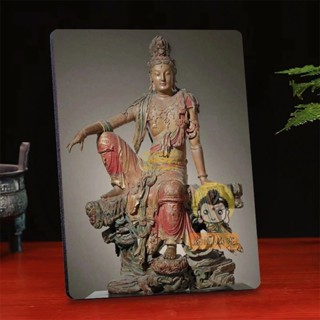 『師傅加持』祈福🔥開光 水月觀自在遼代木雕工藝觀音菩薩像水晶相框大英博物館同款擺件 化太歲 轉運 開財庫 避邪