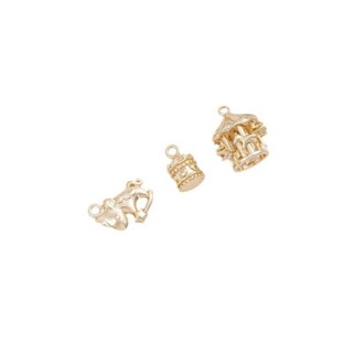 宏雲Hongyun-Ala新品-14k包金保色八音盒旋轉木馬吊墜手工diy手鍊項鍊掛件耳飾品小吊飾